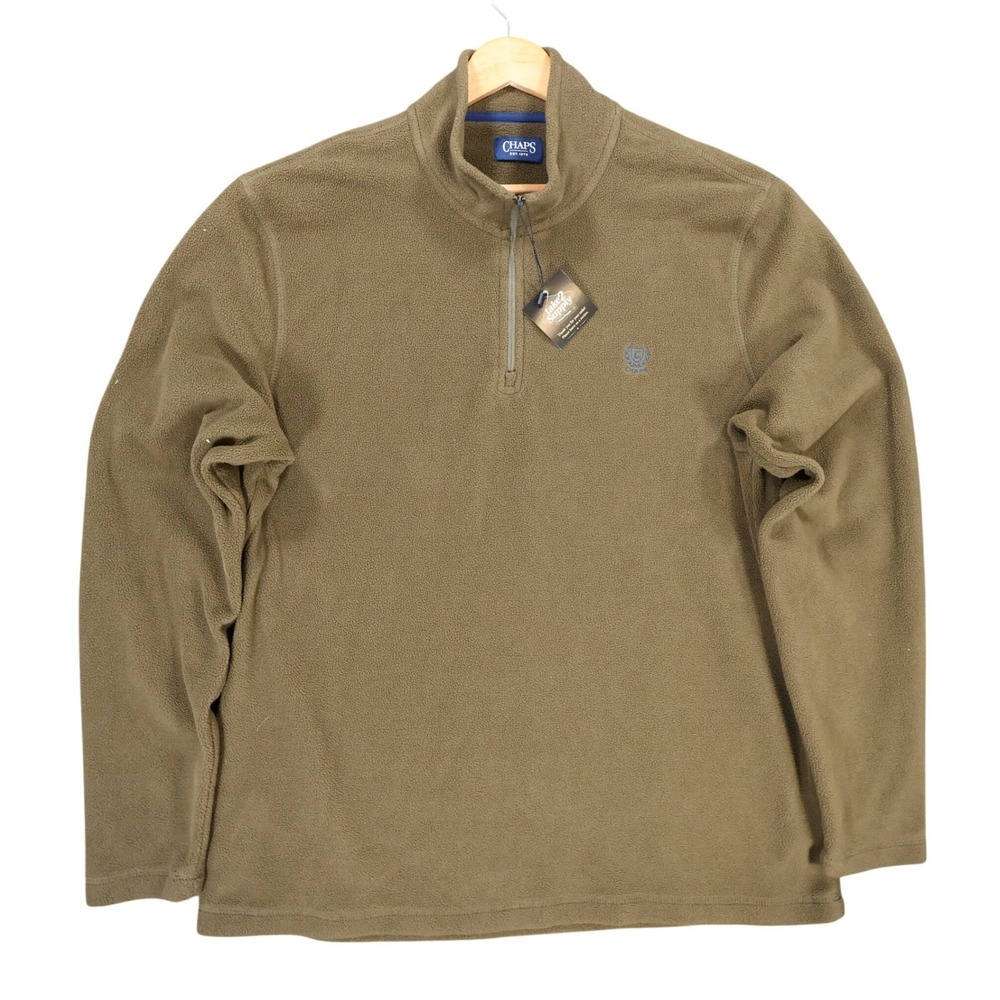 Chaps Quarter Zip Pullover‎ Mens XL Brown Excellent Fleece Sweater